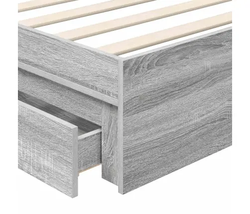 Gultas Rāmis Pelēks Sonoma 90 X 200 Cm Inženierijas Koks Vidaxl