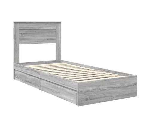 Gultas Rāmis Pelēks Sonoma 90 X 200 Cm Inženierijas Koks Vidaxl