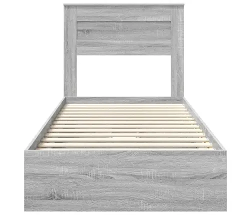 Gultas Rāmis Pelēks Sonoma 90 X 200 Cm Inženierijas Koks Vidaxl