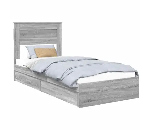 Gultas Rāmis Pelēks Sonoma 90 X 200 Cm Inženierijas Koks Vidaxl