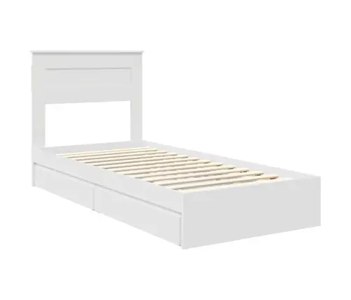 Gultas Rāmis Ar Atvilktni Balts 75 X 190 Cm Inženierijas Koks Vidaxl