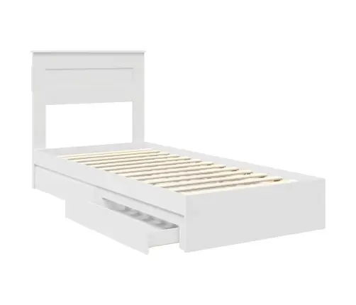 Gultas Rāmis Ar Atvilktni Balts 75 X 190 Cm Inženierijas Koks Vidaxl