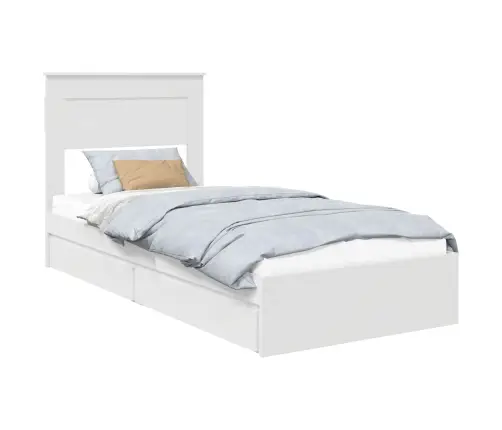 Gultas Rāmis Ar Atvilktni Balts 75 X 190 Cm Inženierijas Koks Vidaxl