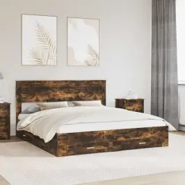 Voodi Raam Sahtliga Peaga Ladustamisega Tehispuit