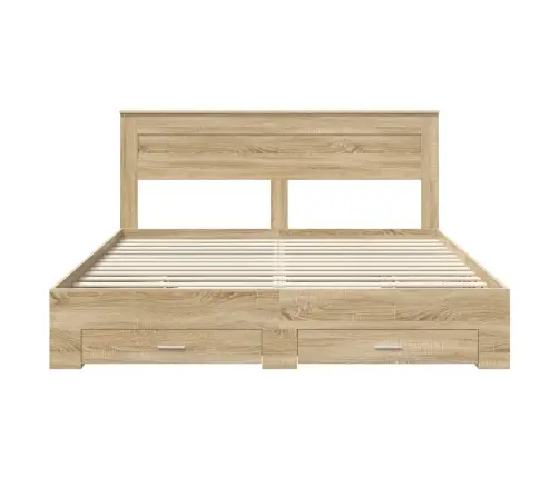 Gultas Rāmis Ar Atvilktni Ar Galvas Klāju Inženierijas Koks Vidaxl