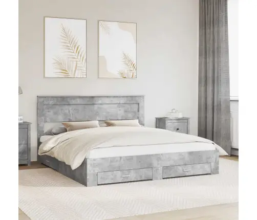 Lovos Rėmas Betono Pilka 180 X 200 Cm Apdirbta Mediena