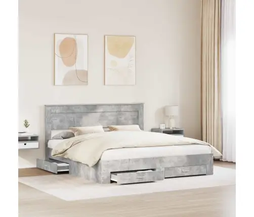 Lovos Rėmas Betono Pilka 180 X 200 Cm Apdirbta Mediena