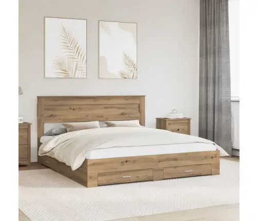 Gultas Rāmis Artisānā Ozols 180 X 200 Cm Inženierijas Koks Vidaxl