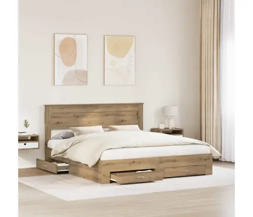 Gultas Rāmis Artisānā Ozols 180 X 200 Cm Inženierijas Koks Vidaxl