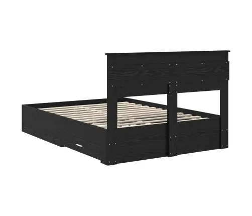 Gultas Rāmis Melns Ozolkoks 140 X 190 Cm Inženierijas Koks Vidaxl