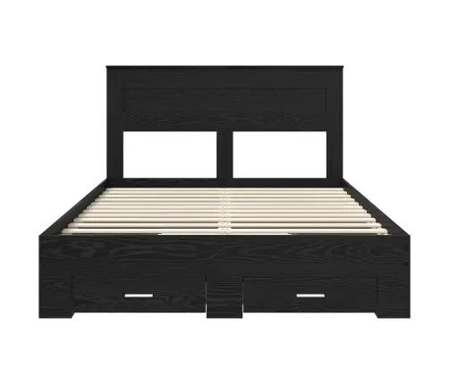 Gultas Rāmis Melns Ozolkoks 140 X 190 Cm Inženierijas Koks Vidaxl