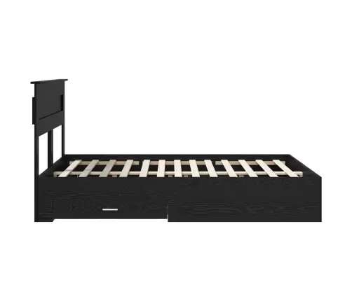 Gultas Rāmis Melns Ozolkoks 140 X 190 Cm Inženierijas Koks Vidaxl