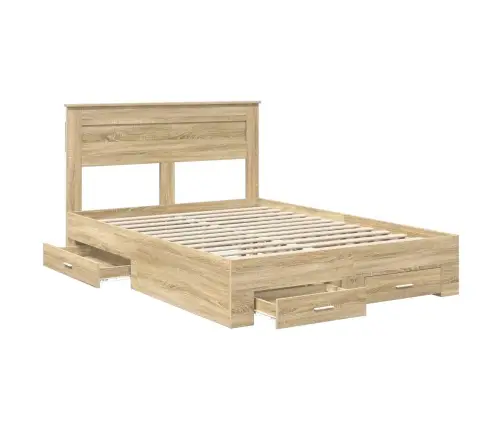 Gultas Rāmis Ar Atvilktni Ar Galvas Klāju Inženierijas Koks Vidaxl