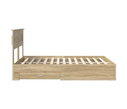 Gultas Rāmis Ar Atvilktni Ar Galvas Klāju Inženierijas Koks Vidaxl