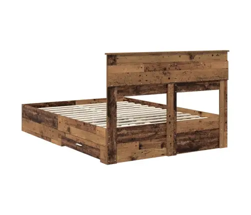 Gultas Rāmis Vecs Koks 140 X 190 Cm Inženierijas Koks Vidaxl