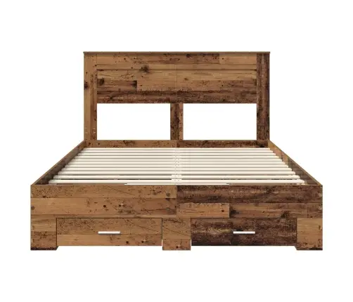 Gultas Rāmis Vecs Koks 140 X 190 Cm Inženierijas Koks Vidaxl