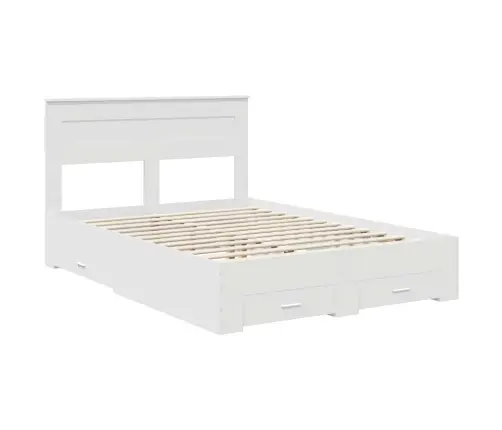 Voodi Raam Peaga Sahtliga Valge 140 X 200 Cm Tehispuit