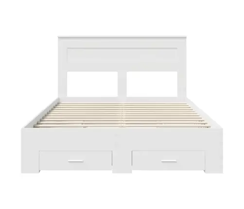 Voodi Raam Peaga Sahtliga Valge 140 X 200 Cm Tehispuit