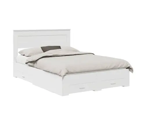 Voodi Raam Peaga Sahtliga Valge 140 X 200 Cm Tehispuit