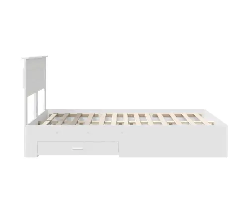 Voodi Raam Peaga Sahtliga Valge 140 X 200 Cm Tehispuit