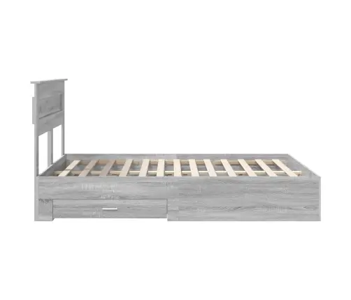 Gultas Rāmis Pelēks Sonoma 140 X 200 Cm Inženierijas Koks Vidaxl
