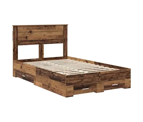 Voodi Raam Peaga Sahtliga Vana Puit 135 X 190 Cm Tehispuit