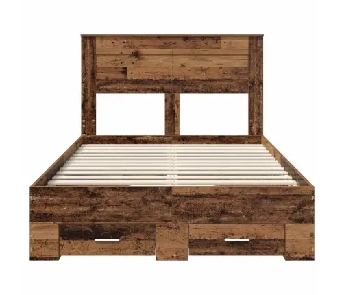 Voodi Raam Peaga Sahtliga Vana Puit 135 X 190 Cm Tehispuit