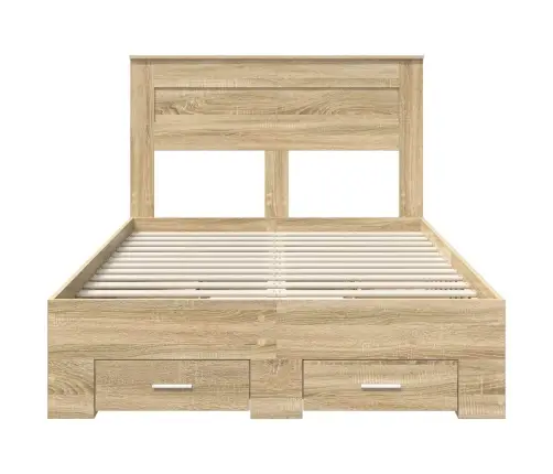 Gultas Rāmis Ar Atvilktni Ar Galvas Klāju Inženierijas Koks Vidaxl