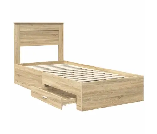 Voodi Raam Peaga Sahtliga Sonoma Tamm 100 X 200 Cm Tehispuit