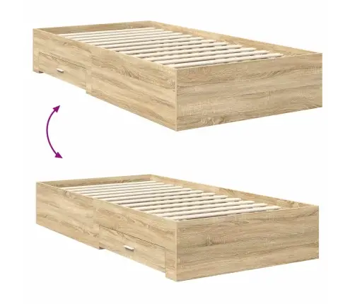 Voodi Raam Peaga Sahtliga Sonoma Tamm 100 X 200 Cm Tehispuit