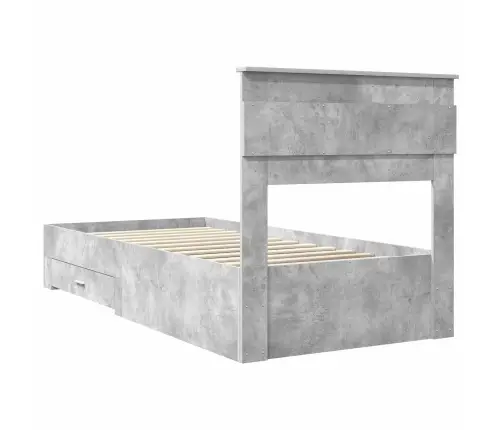 Voodi Raam Peaga Sahtliga Betoonhall 100 X 200 Cm Tehispuit