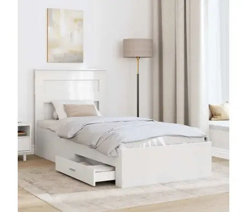 Gultas Rāmis Ar Atvilktni Balts 90 X 200 Cm Inženierijas Koks Vidaxl