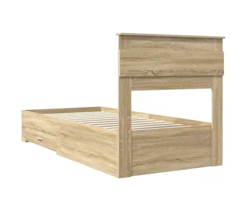 Voodi Raam Sahtliga Sonoma Tamme Ja Hõbe 75 X 190 Cm Tehispuit