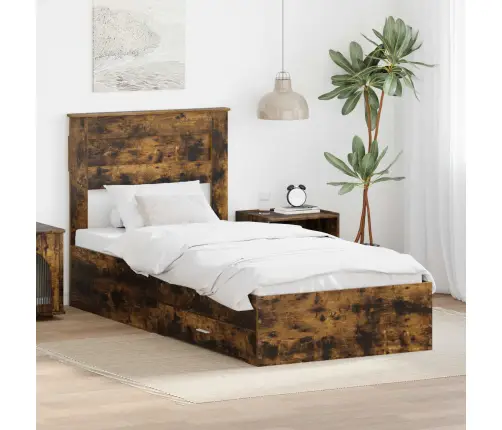 Voodi Raam Suitsetatud Tamme Ja Hõbe 75 X 190 Cm Tehispuit