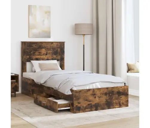 Voodi Raam Suitsetatud Tamme Ja Hõbe 75 X 190 Cm Tehispuit