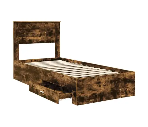 Voodi Raam Suitsetatud Tamme Ja Hõbe 75 X 190 Cm Tehispuit