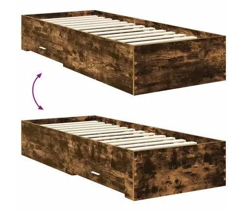 Voodi Raam Suitsetatud Tamme Ja Hõbe 75 X 190 Cm Tehispuit