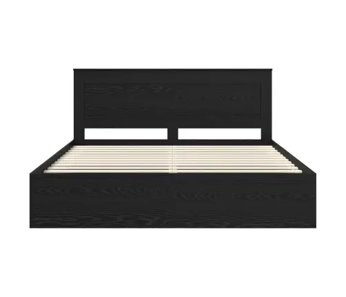 Voodi Raam Peaga Must 200 X 200 Cm Tahke Mänd