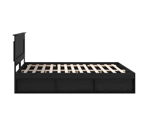 Voodi Raam Peaga Must 200 X 200 Cm Tahke Mänd