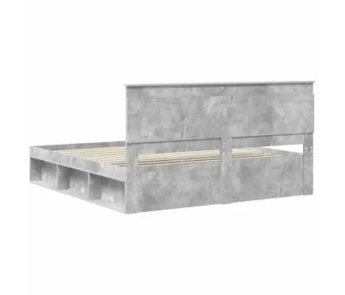 Gultas Rāmis Betons 200 X 200 Cm Ciets Priedes Koks Vidaxl