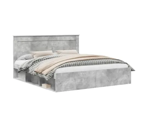 Gultas Rāmis Betons 200 X 200 Cm Ciets Priedes Koks Vidaxl