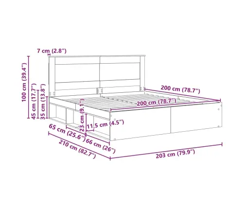 Gultas Rāmis Vecs Koks 200 X 200 Cm Ciets Priedes Koks Vidaxl