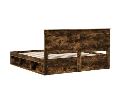 Voodi Raam Peaga Suitsetatud Tamm 180 X 200 Cm Tahke Mänd