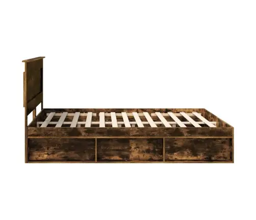 Voodi Raam Peaga Suitsetatud Tamm 180 X 200 Cm Tahke Mänd