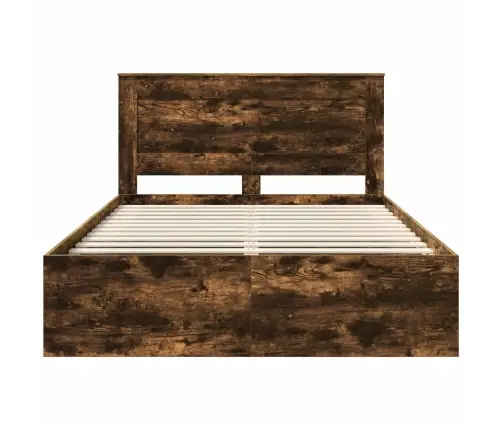 Gultas Rāmis Dūmaka Ozols 160 X 200 Cm Ciets Priedes Koks Vidaxl