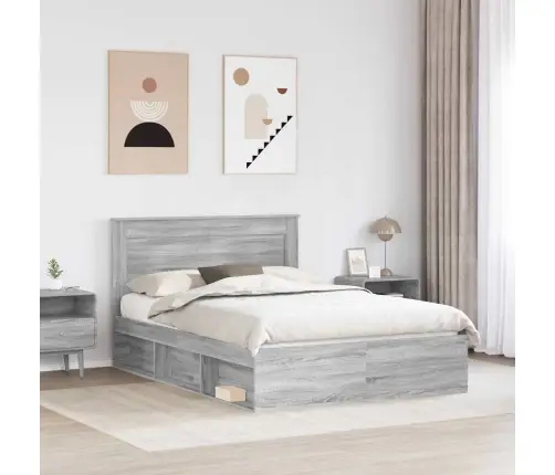 Lovos Rėmas Pilkas Sonoma 150 X 200 Cm Kietos Pušies Mediena