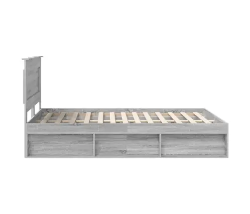 Gultas Rāmis Pelēks Sonoma 150 X 200 Cm Ciets Priedes Koks Vidaxl