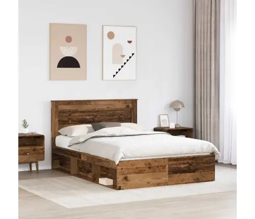 Gultas Rāmis Vecs Koks 150 X 200 Cm Ciets Priedes Koks Vidaxl