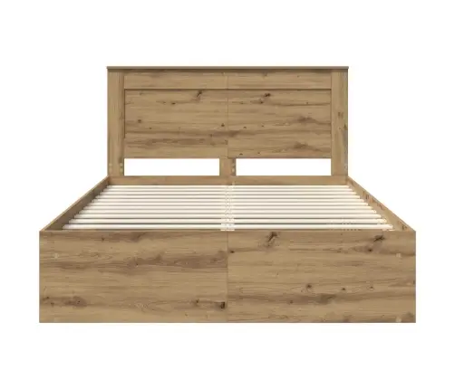 Gultas Rāmis Mākslīgā Ozola 150 X 200 Cm Ciets Priedes Koks Vidaxl