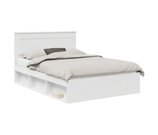 Gultas Rāmis Balts 140 X 190 Cm Ciets Priedes Koks Vidaxl